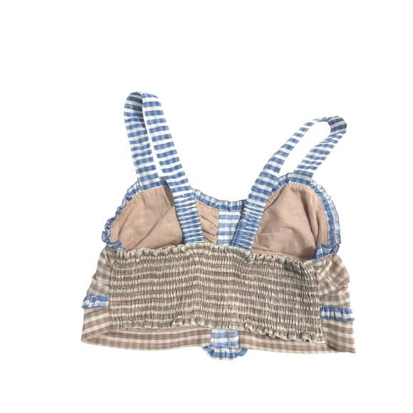 Gingham seersucker Kurt Lyle  crop top bra top small - Picture 2 of 5